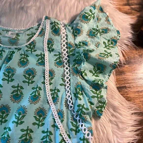 Joie casual prairie core cottage core Floral Ruffle Sleeve Top - - Picture 6 of 10